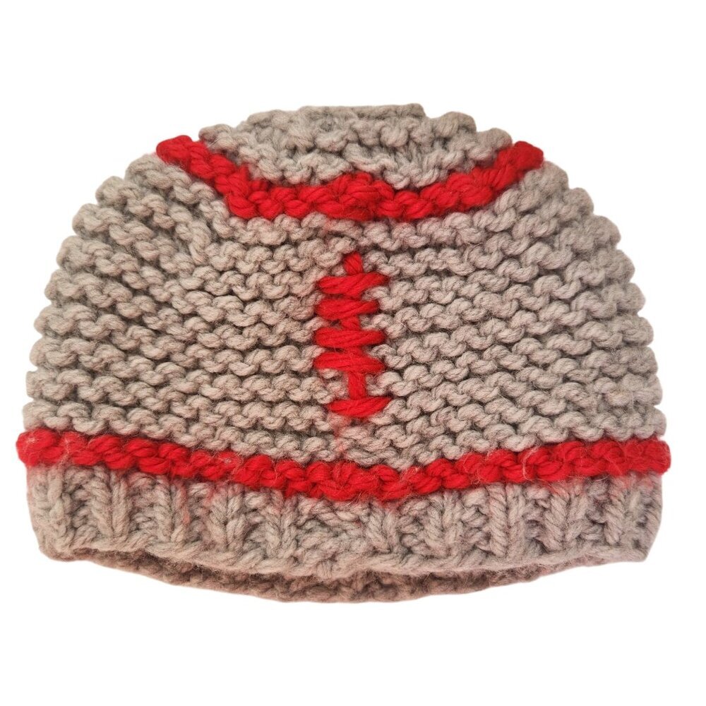 Ohio State University Buckeyes Hand Knit Football Beanie Winter Hat Baby 12M